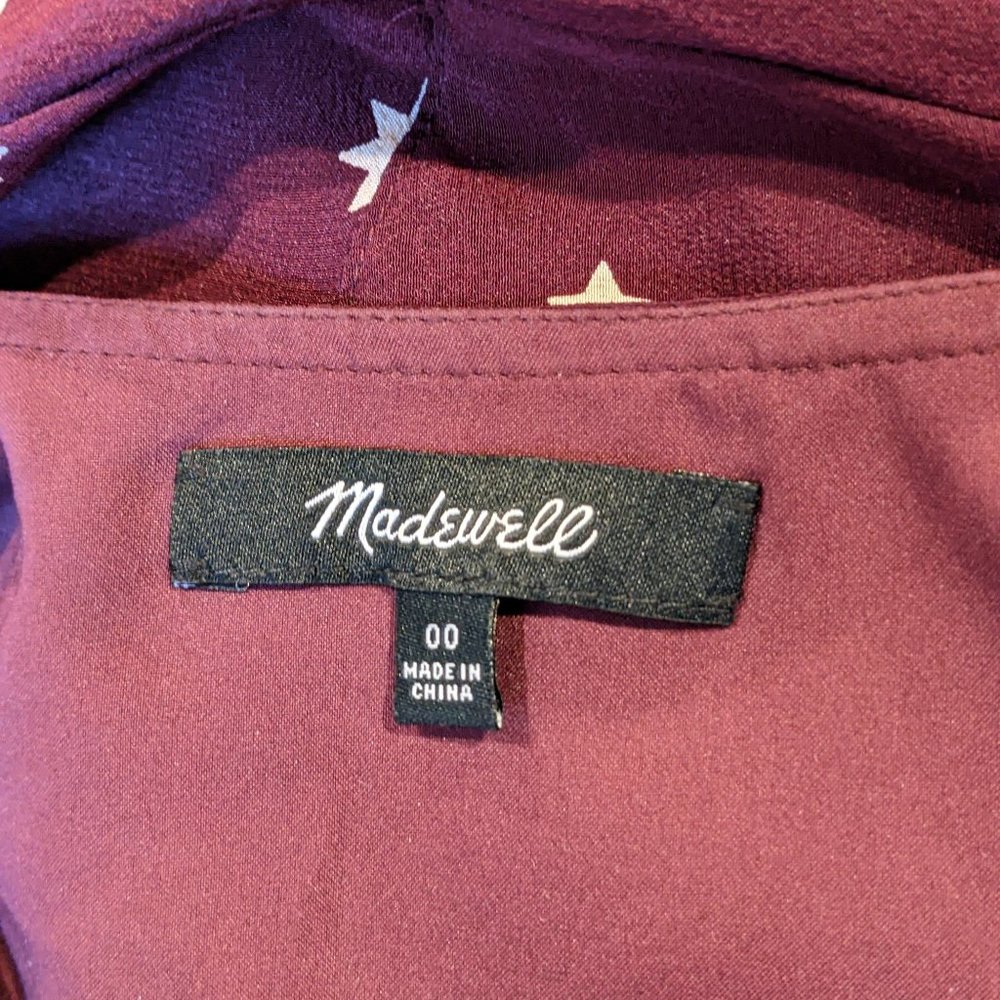 Madewell purple star 100% silk flowy dress - Picture 4 of 7